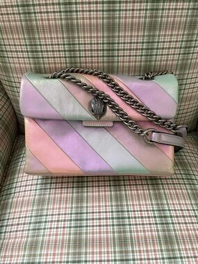 Kurt Geiger London Kensington Iridescent Pastel Stripe Leather Shoulder Bag